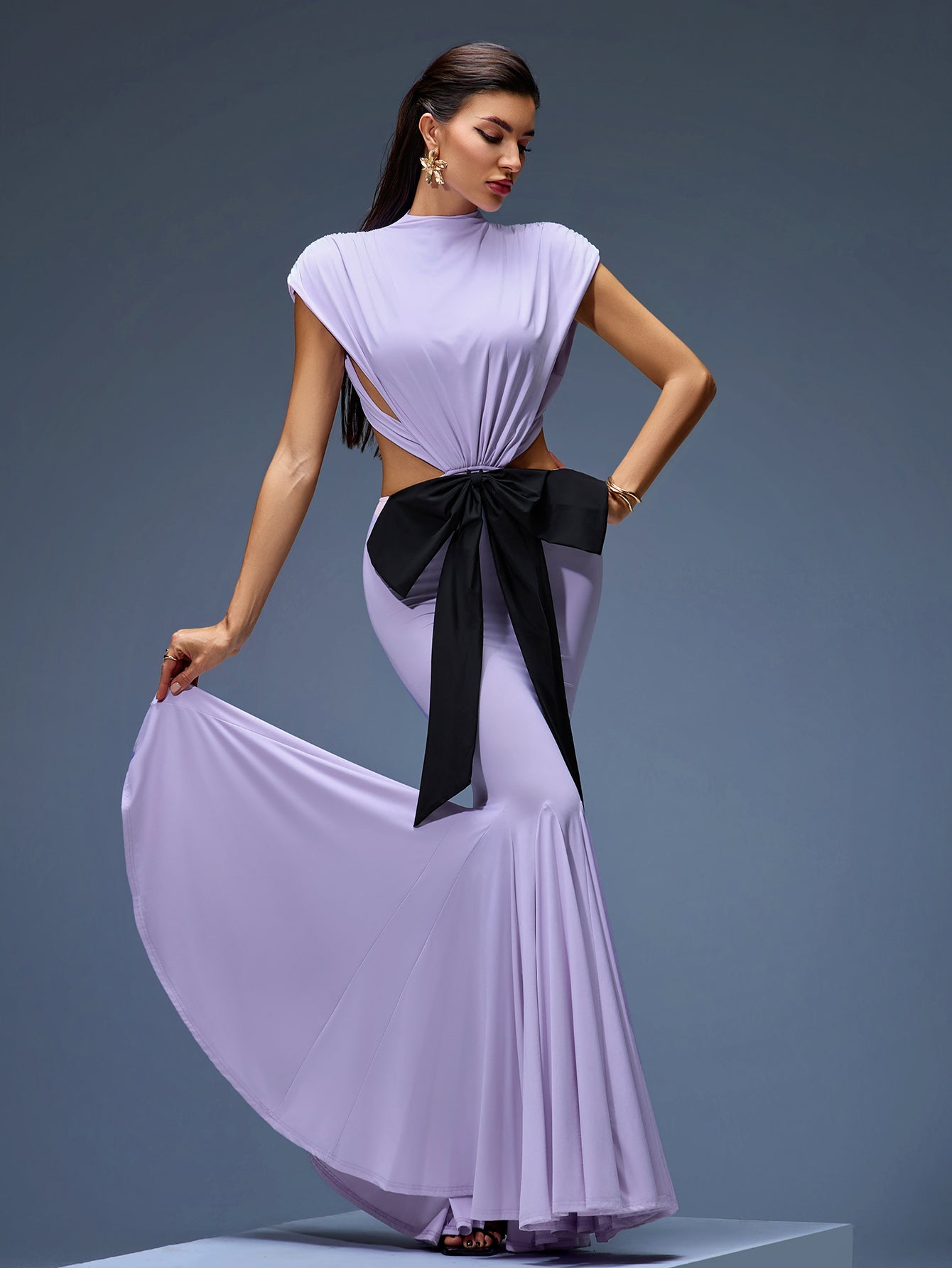 Bow-detail Open Back Maxi Dress