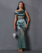 Asymmetric Lace Gauze Maxi Dress
