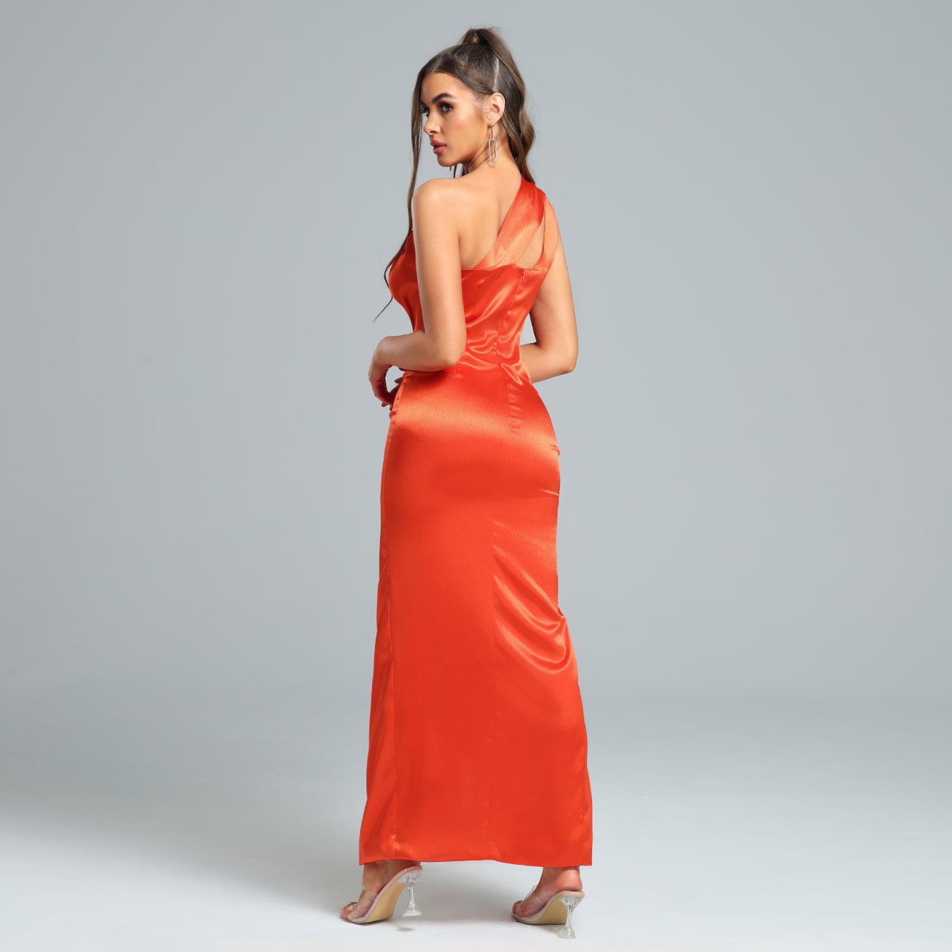 One Shoulder Side Slit Maxi Dress