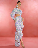One Shoulder Cut Out Floral Maxi Dress