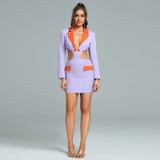 V Neck Exposed Waist Mini Bodycon Dress
