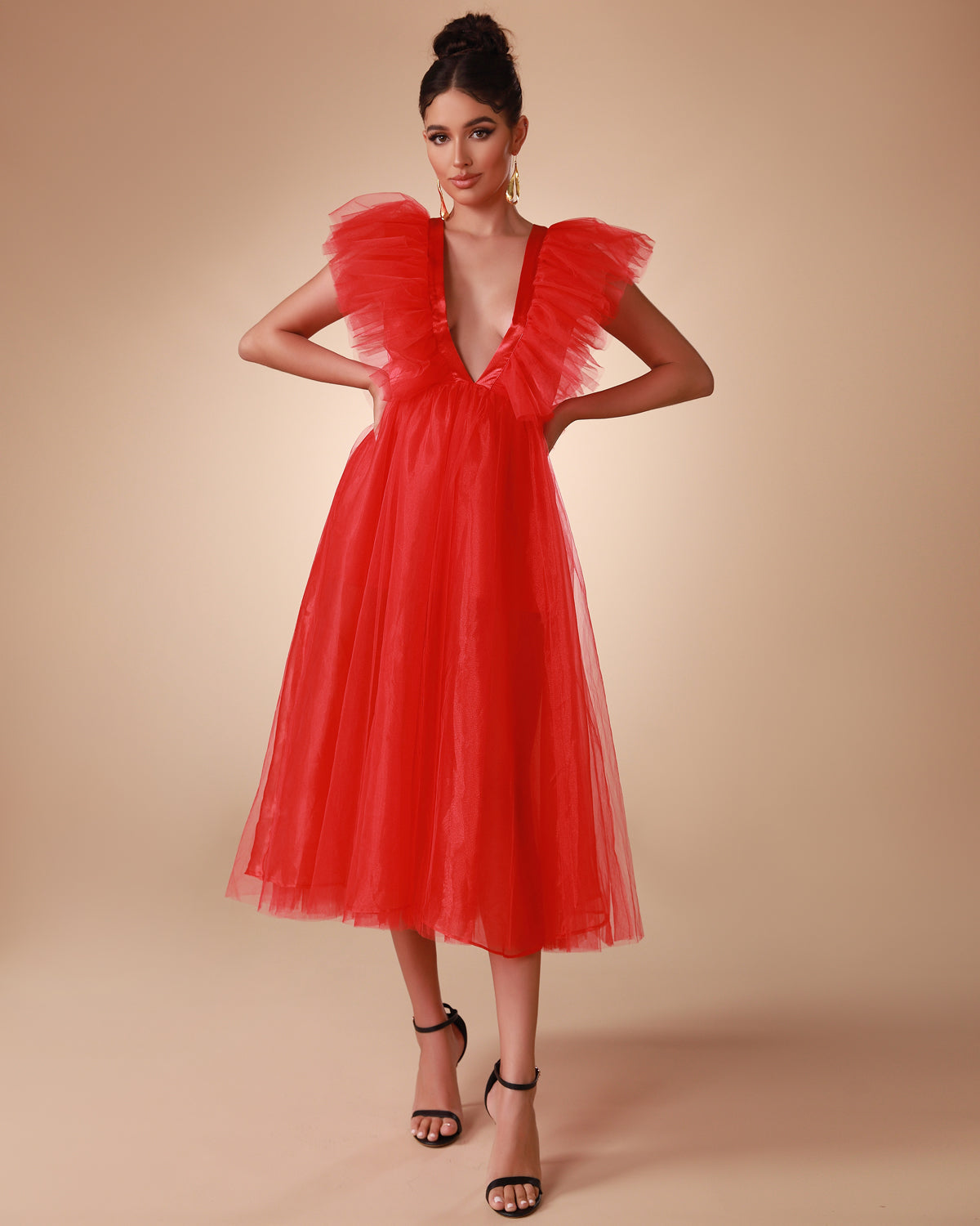 Deep-V Tulle Ballgown