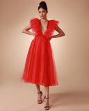 Deep-V Tulle Ballgown