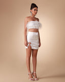 White Feather Bodycon Set