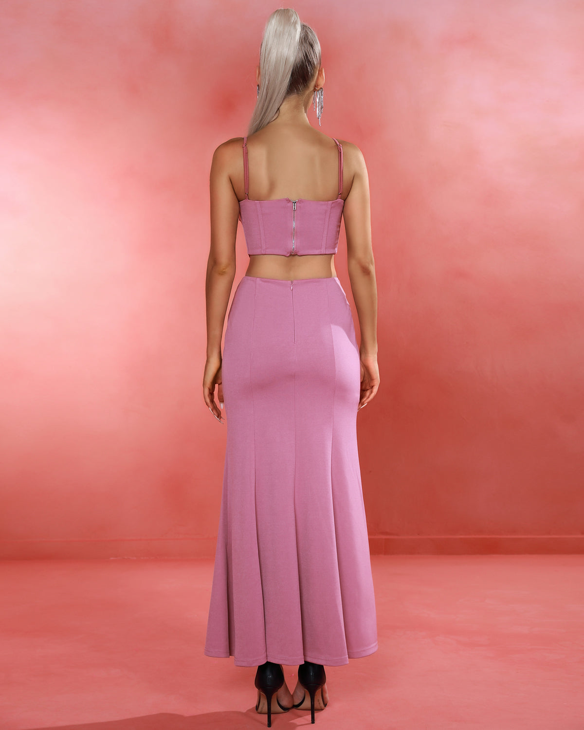 Strappy Sleeveless Fishtail Maxi Bodycon Set