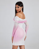 Off Shoulder Rhinestone Mini Dress