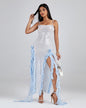 Blue Ruffle Detail Sequin Maxi Dress