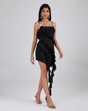 Asymmetric Ruffled Mini Dress