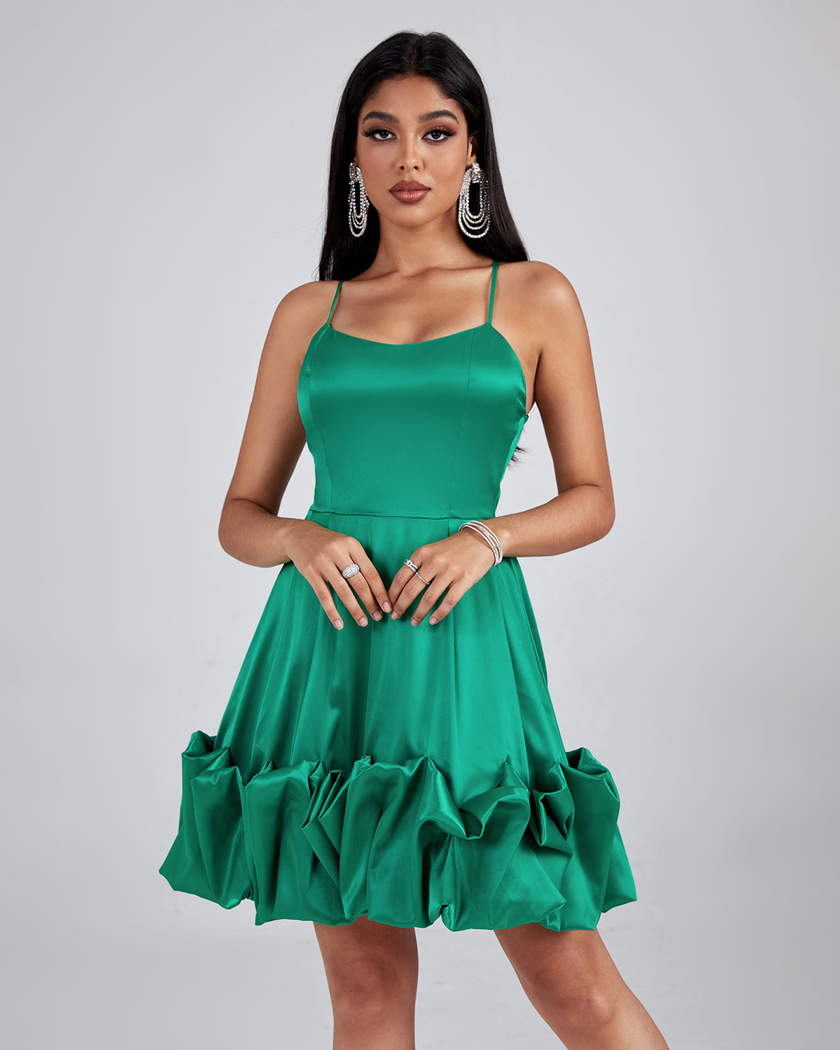 Backless Strappy Bustier Ruffle Dress