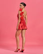 Valentine Floral Detail Mini Satin Dress
