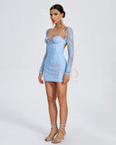 Floral Bustier Strap Mini Lace Dress