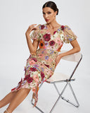 Maraya V-Neck 3D Floral Midi Dress