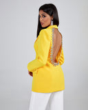 Open-back Crystal Blazer Dress