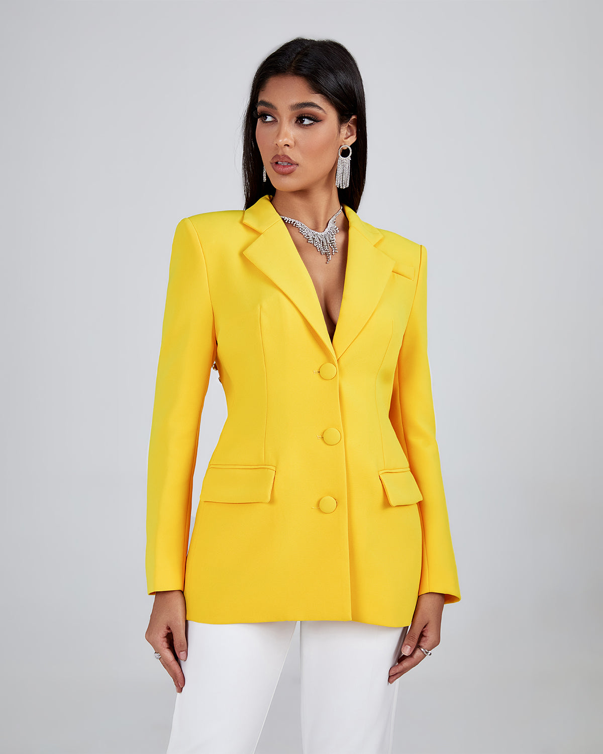 Open-back Crystal Blazer Dress