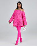 Off Shoulder Jacquard Loose Fitting Dress