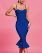 Strappy Crystal Midi Fishtail Bandage Dress