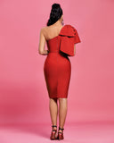 One Shoulder Bowknot Bandage Dress