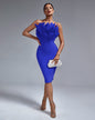 Strapless Feather Midi Bandage Dress