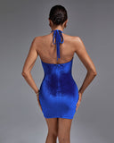 Backless Rhinestone Decorated Mini Dress