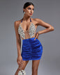 Backless Rhinestone Decorated Mini Dress