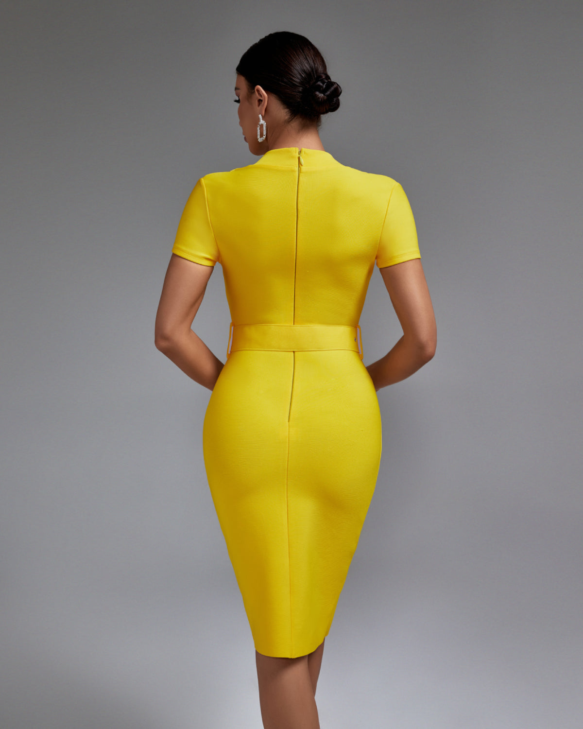 V Neck Short Sleeve With Belt Bandage Dress