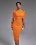 Cold-shoulder Mock Neck Bandage Dress