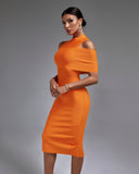 Cold-shoulder Mock Neck Bandage Dress