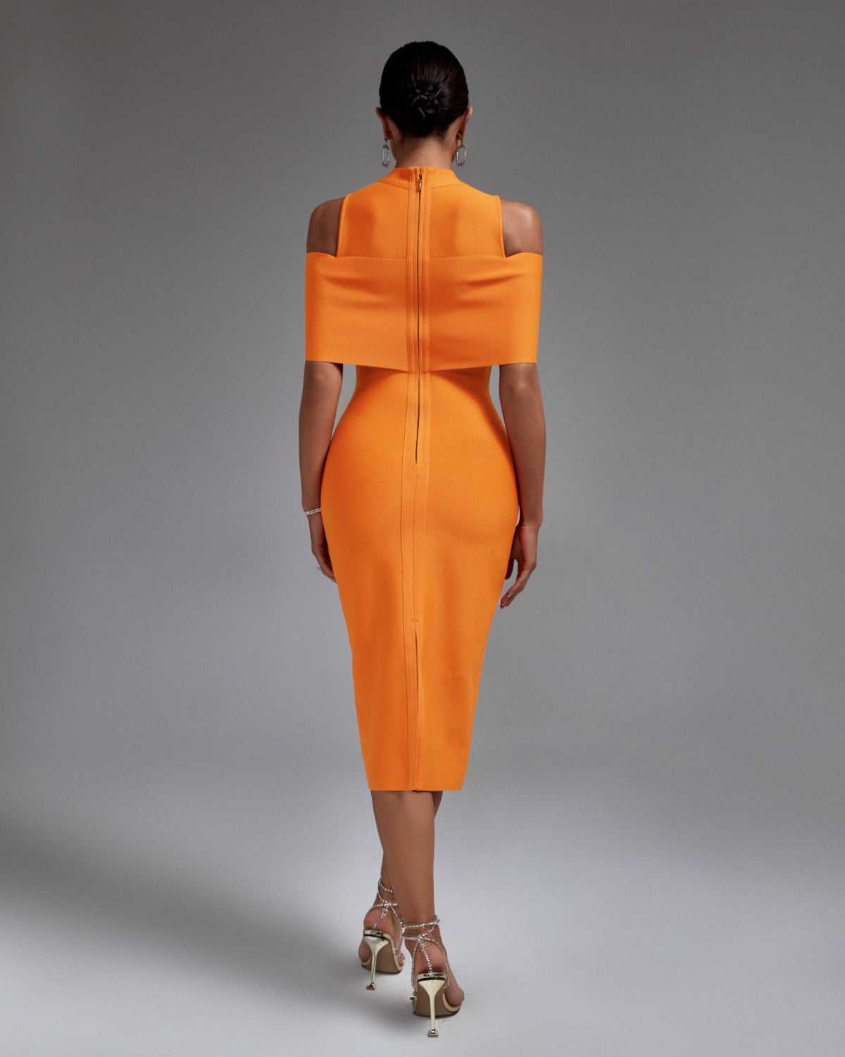 Cold-shoulder Mock Neck Bandage Dress