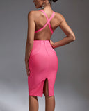 V Neck Backless Bandage Dress