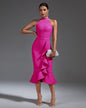 Elegant Ruffle Midi Bandage Dress