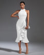 Elegant Ruffle Midi Bandage Dress