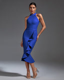 Elegant Ruffle Midi Bandage Dress
