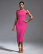 One Shoulder Sleeveless Midi Bandage Dress
