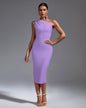 One Shoulder Sleeveless Midi Bandage Dress