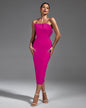 Strapless Pleated Midi Bandage Dress