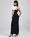 Irregular Ruffled Side Slit Bandage Dress