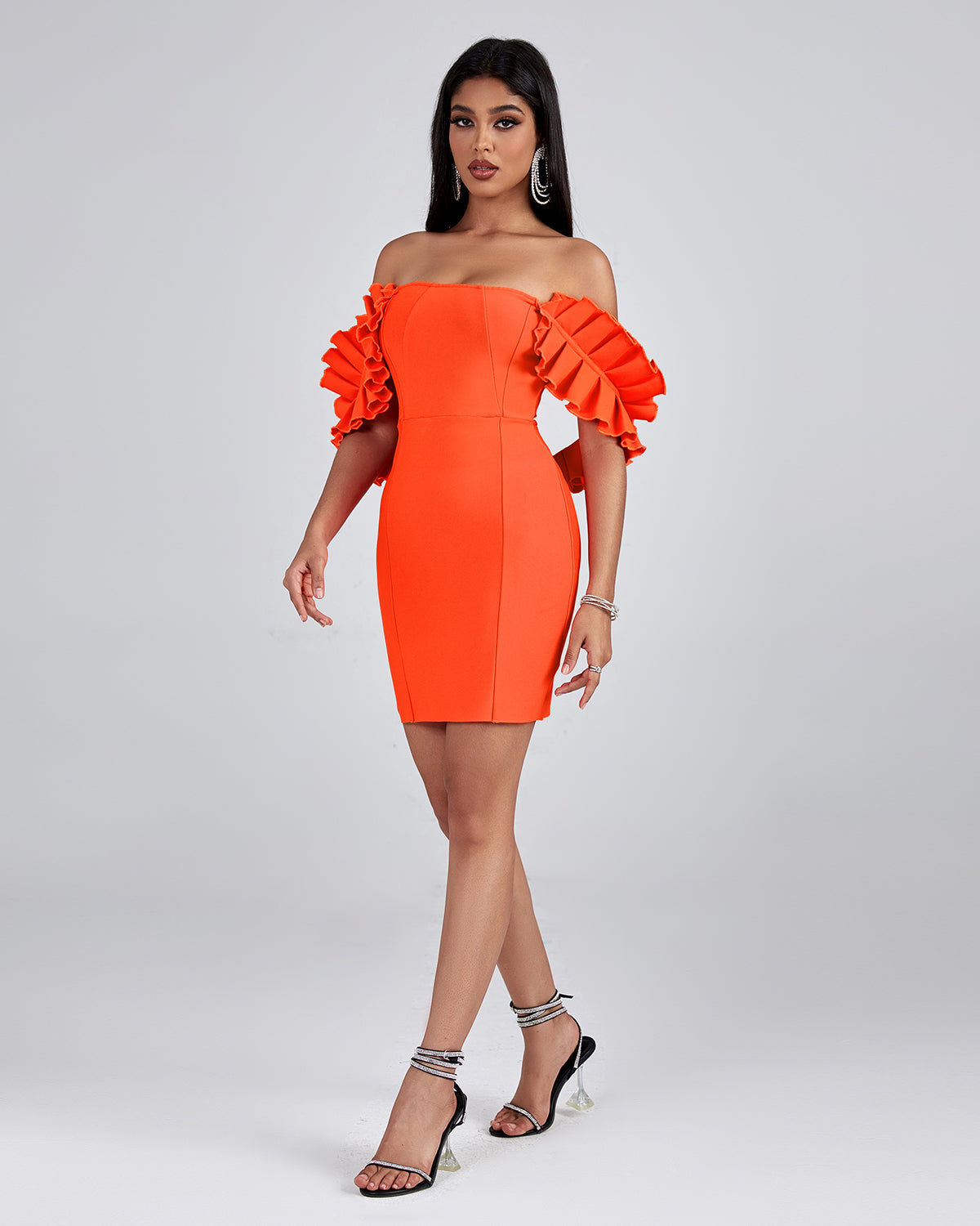 Off Shoulder Azo Mini Bandage Dress