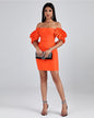 Off Shoulder Azo Mini Bandage Dress