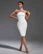 Pure White Halter Bandage Dress