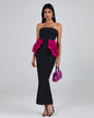 Pleated Ornamented Bandage Long Dress