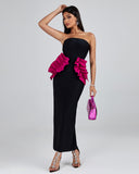 Pleated Ornamented Bandage Long Dress