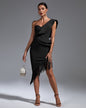 One Shoulder Tassels Midi Bandage Dress