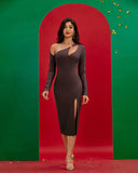 Double Rings Bandage Midi Dress