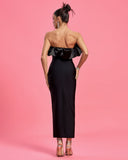 Strapless Satin&Bandage Long dress