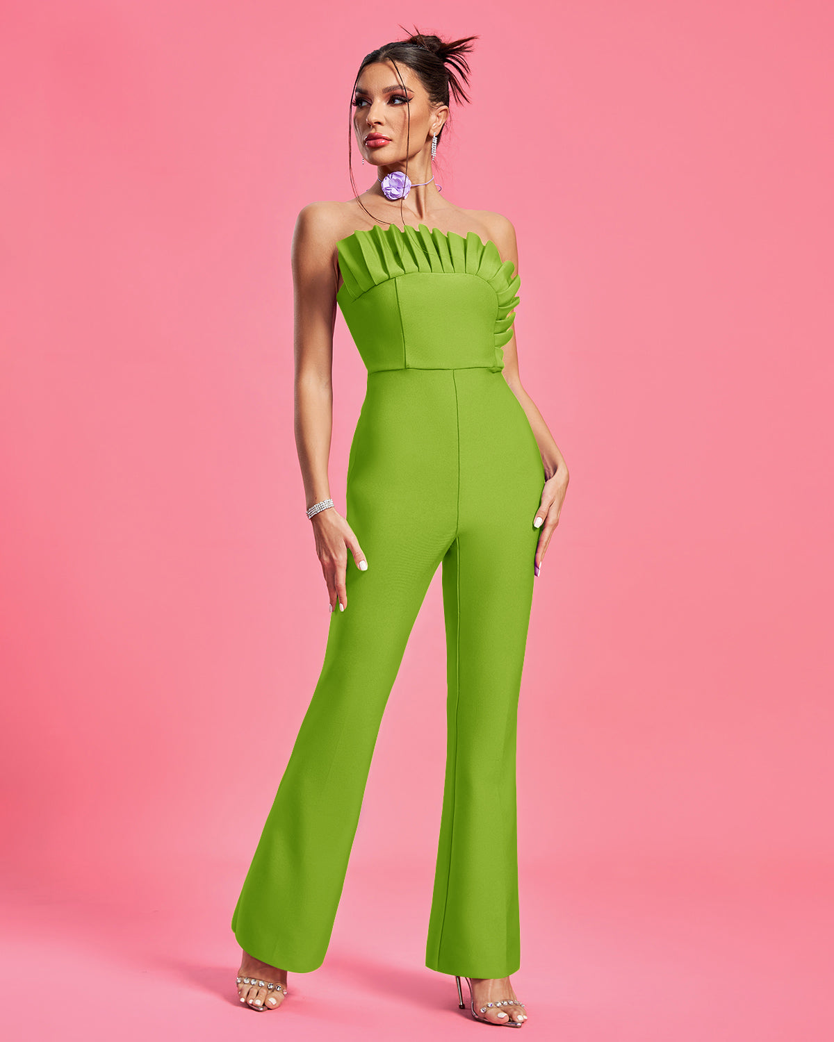 Strapless Pleated Bandage Jumpsuit