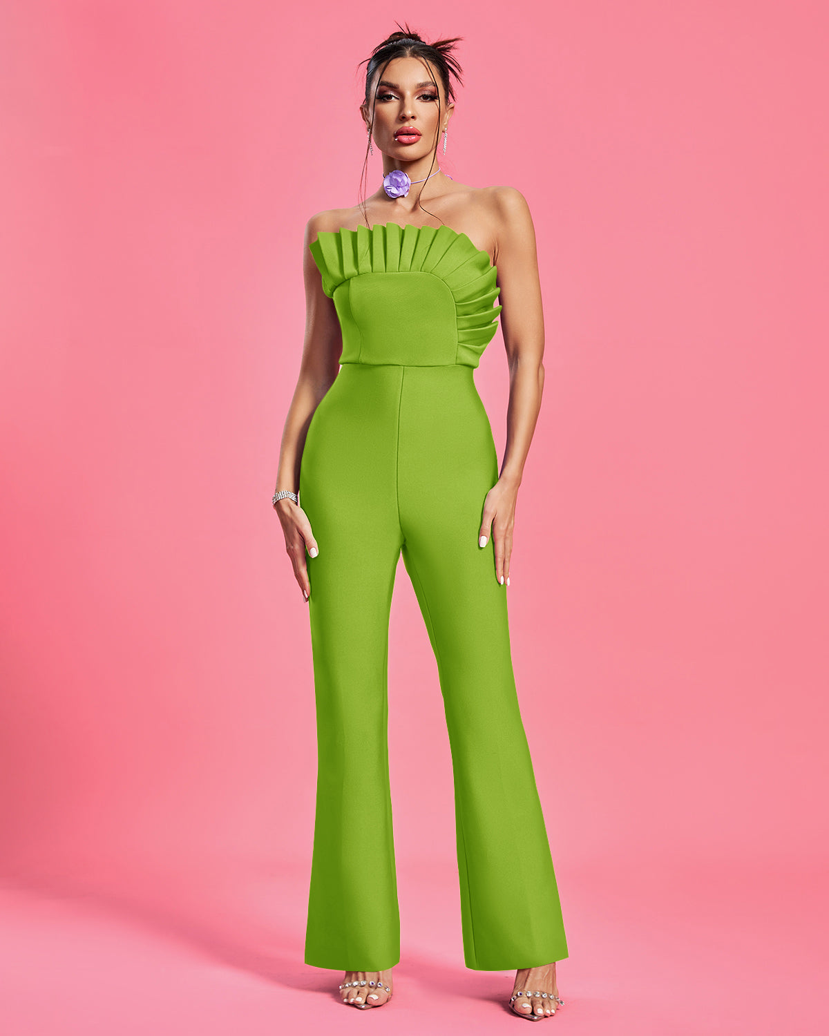 Strapless Pleated Bandage Jumpsuit