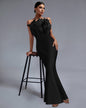 Strapless Feather Maxi Bandage Dress