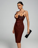 Valentina 3D Flowers Midi Bandage Dress