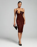 Valentina 3D Flowers Midi Bandage Dress