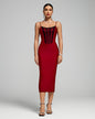 Lace Trim Corset Midi Bandage Dress